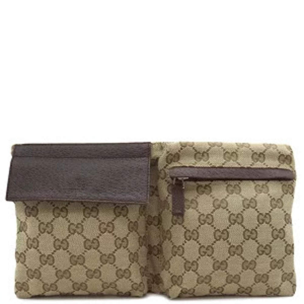 Gucci waist bag Clutch Body Bum Crossbody Belt GG beige brown Black hardware